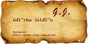 Görbe Jolán névjegykártya